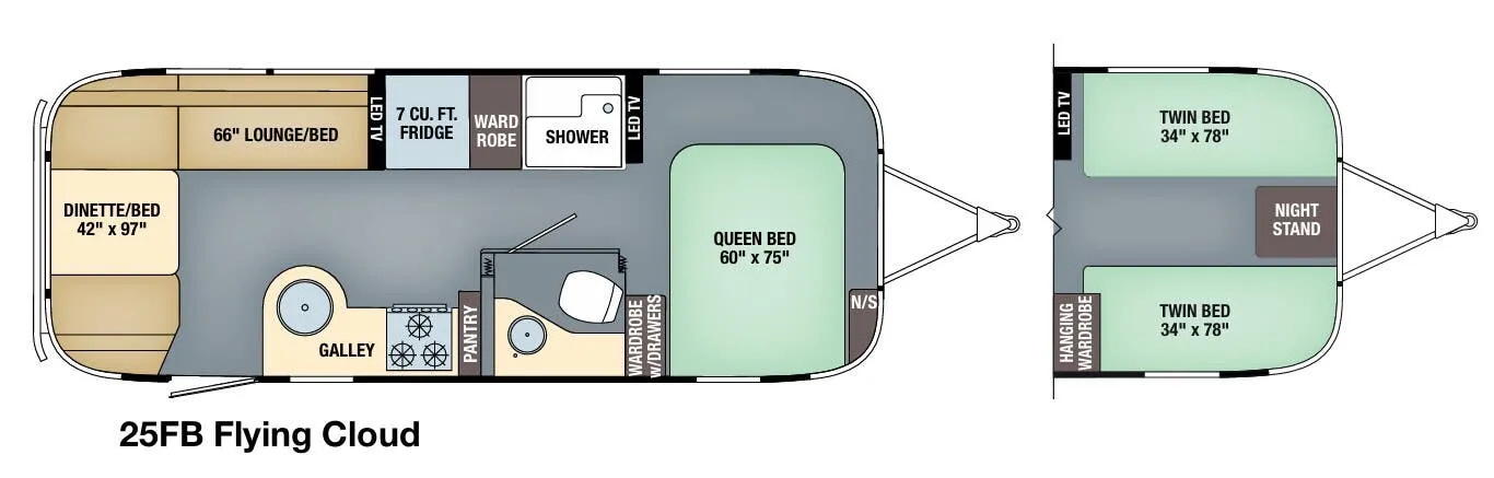 2016 Airstream Flying Cloud 25FB - Floor plan