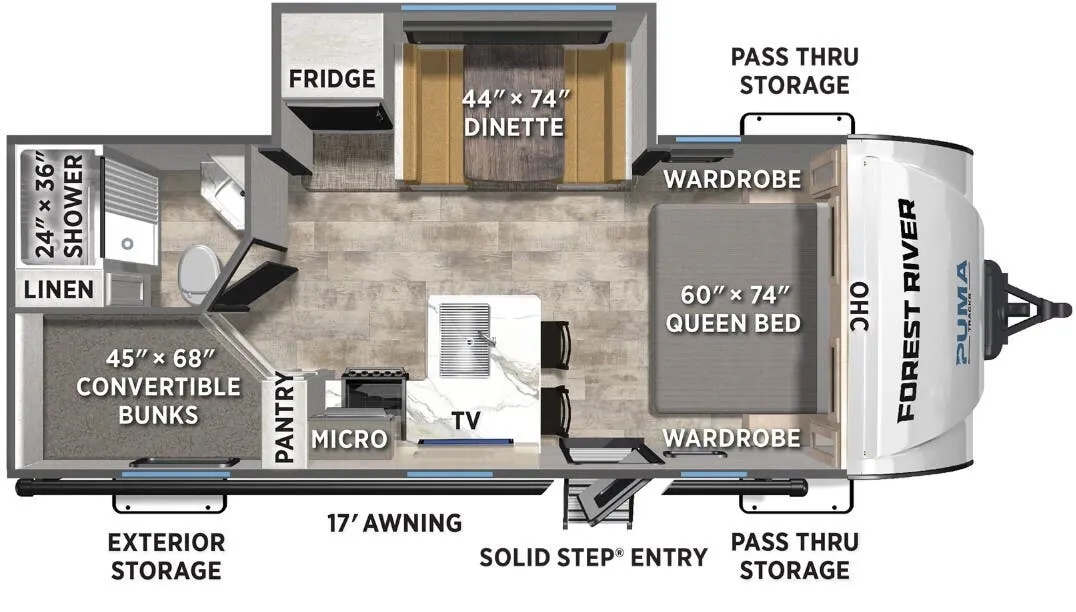 2026 Forest River Puma Tracks 235BH - Floor plan