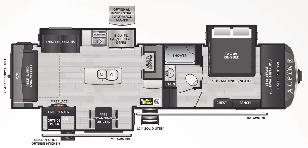 2022 Keystone Alpine 3102RL floor plan