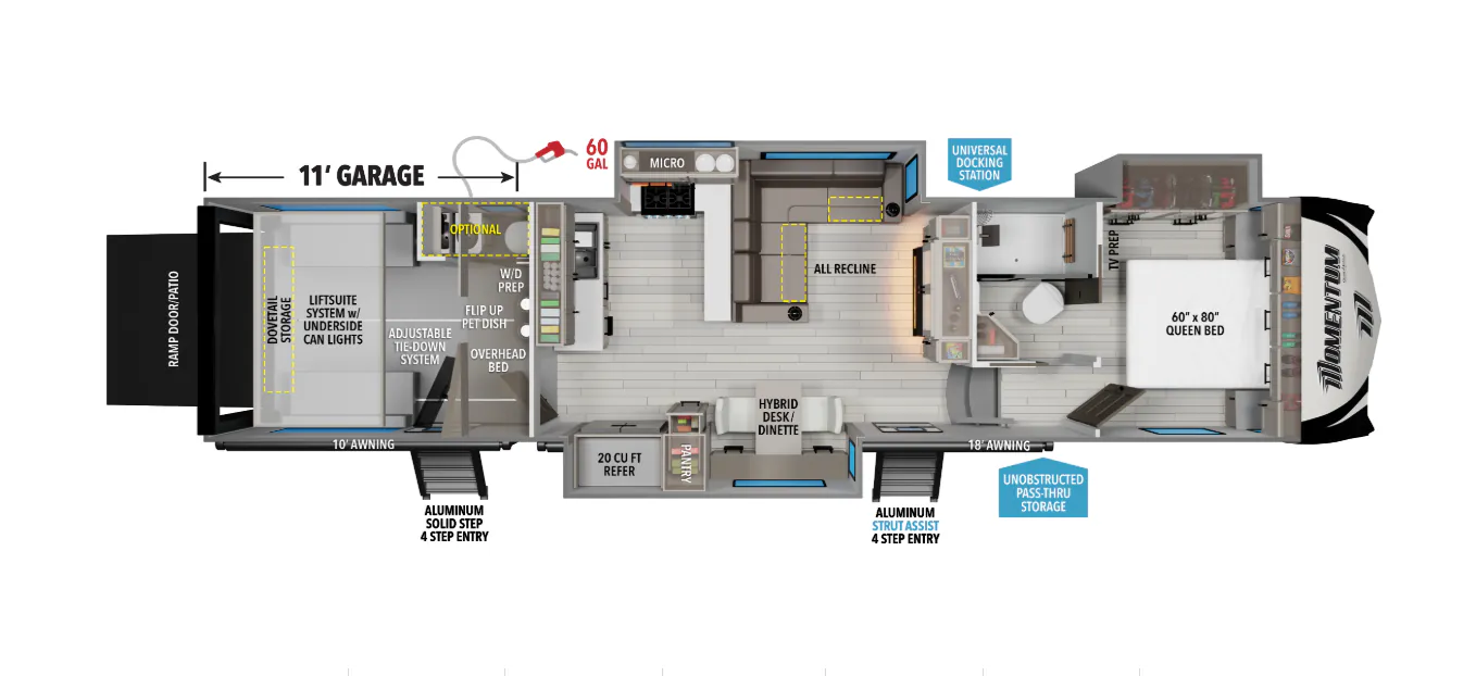 Grand Design Momentum M-Class 344M floor plan