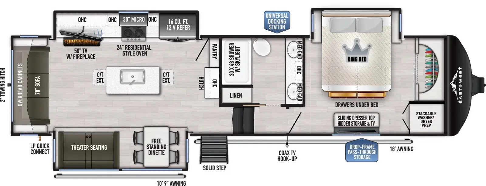 East to West Ahara 365RL floor plan