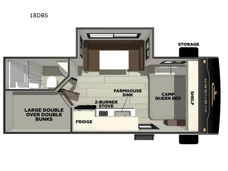 2026 Prime Time RV Avenger LT 18DBS floor plan