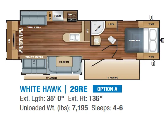 Jayco White Hawk 29RE floor plan