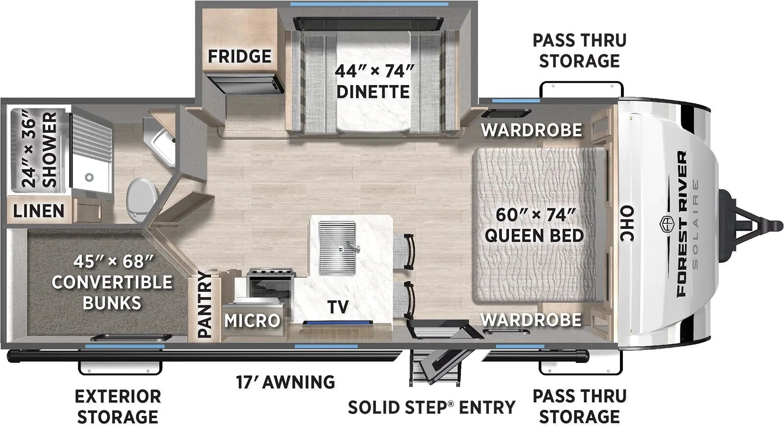 Forest River Solaire Lite 235BH floor plan