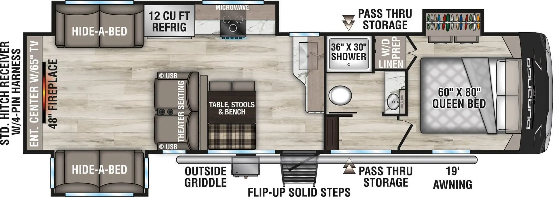 K-Z Durango Half-Ton D290RLT floor plan