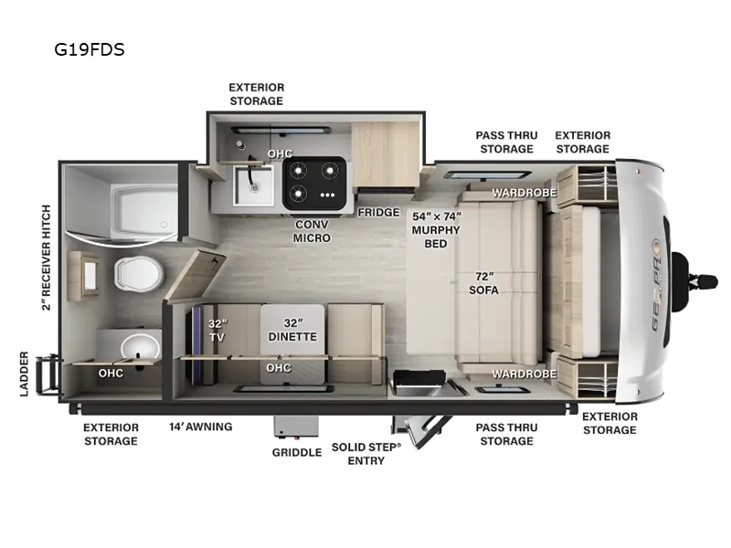 2024 Forest River Rockwood Geo Pro G19FDS - Floor plan