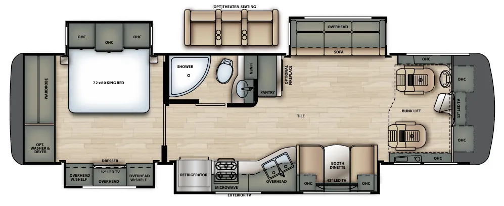 Forest River Berkshire 34QS floor plan