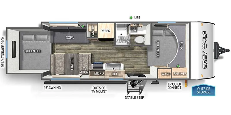 2024 Forest River Cherokee Grey Wolf 19SM floor plan