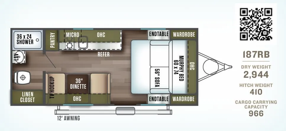 Forest River Wildwood X-Lite FSX 187RB floor plan