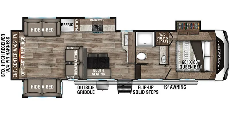 K-Z Durango Half-Ton D290RLT floor plan