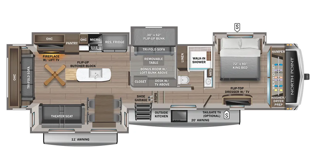 2023 Jayco North Point 377RLBH floor plan