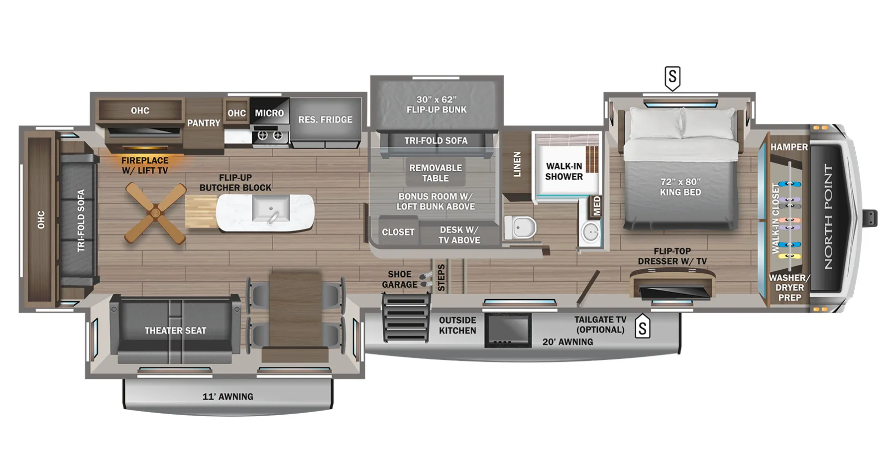 2023 Jayco North Point 377RLBH - Floor plan