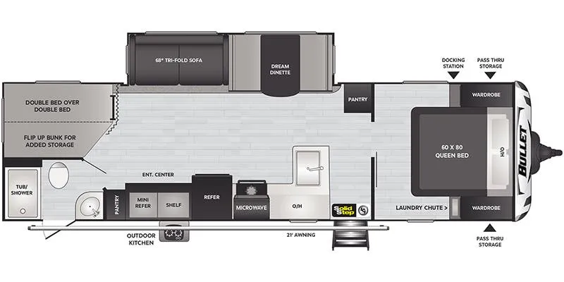2019 Keystone Bullet 290BHSWE floor plan