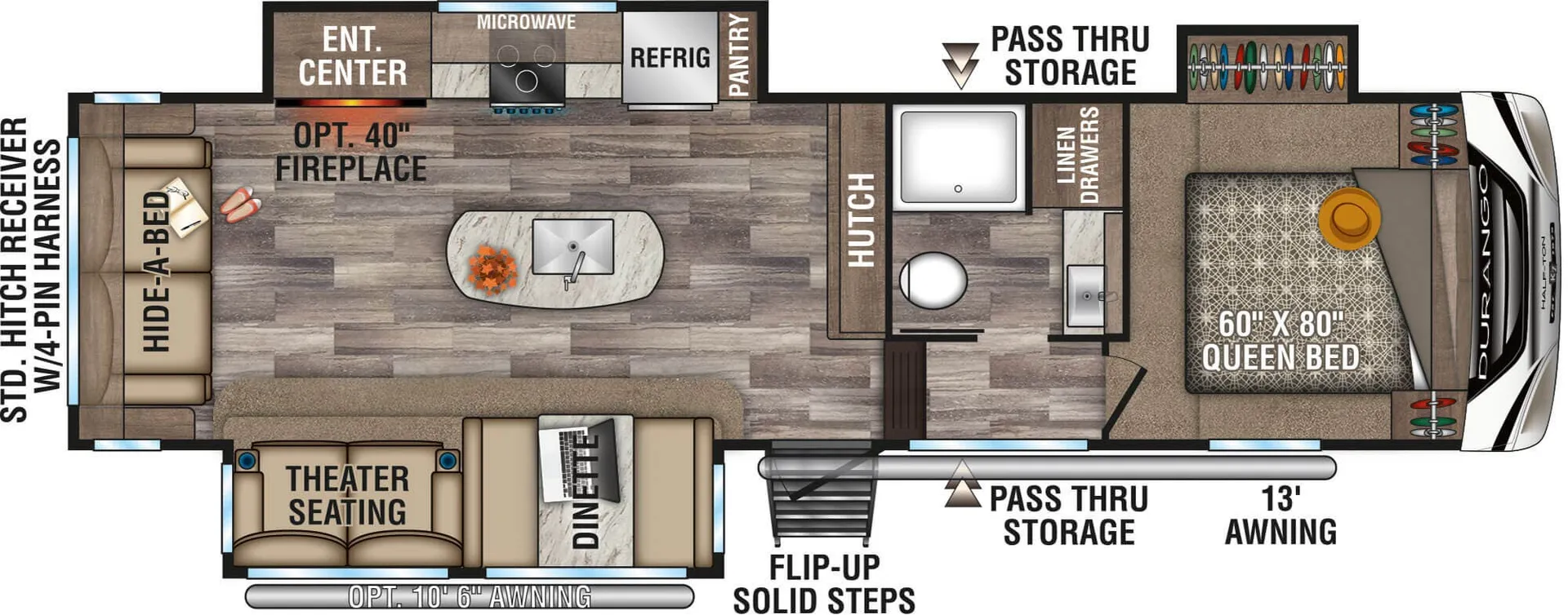 K-Z Durango Half-Ton D283RLT floor plan