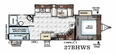 Forest River Flagstaff Super Lite 27BHWS floor plan