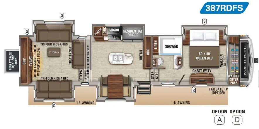 Jayco North Point 387RDFS floor plan