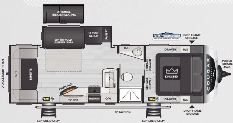 2025 Keystone RV Cougar Half-Ton 25RDS - Floor plan