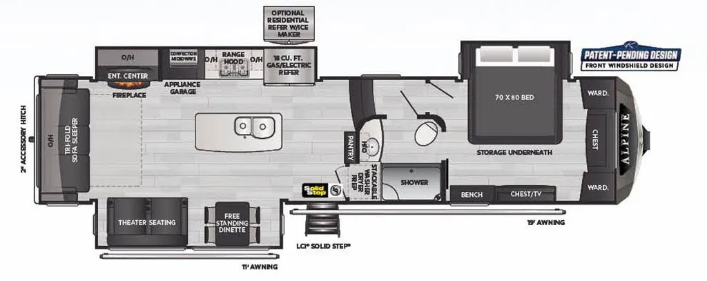 2022 Keystone Alpine 3650RL floor plan