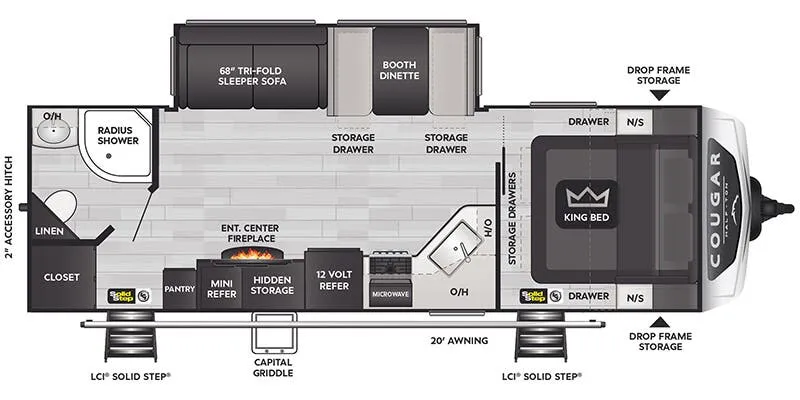 Keystone Cougar Half-Ton East 26RBS floor plan