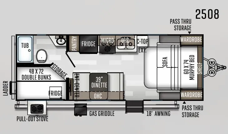 Forest River Rockwood Mini Lite 2508 floor plan