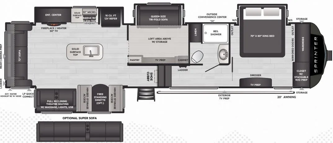 2025 Keystone Sprinter 3590LFT - Floor plan