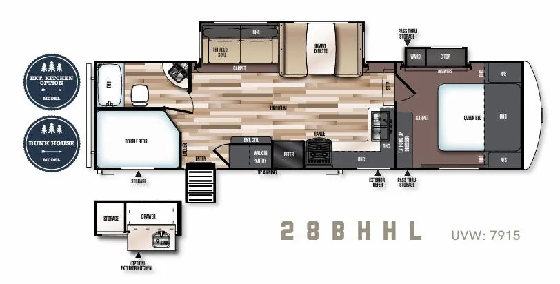Forest River Salem Hemisphere Hyper-Lyte 28BHHL floor plan