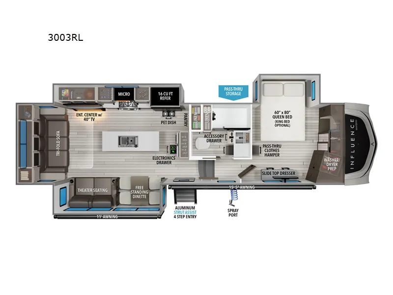 2026 Grand Design Influence 3003RL floor plan