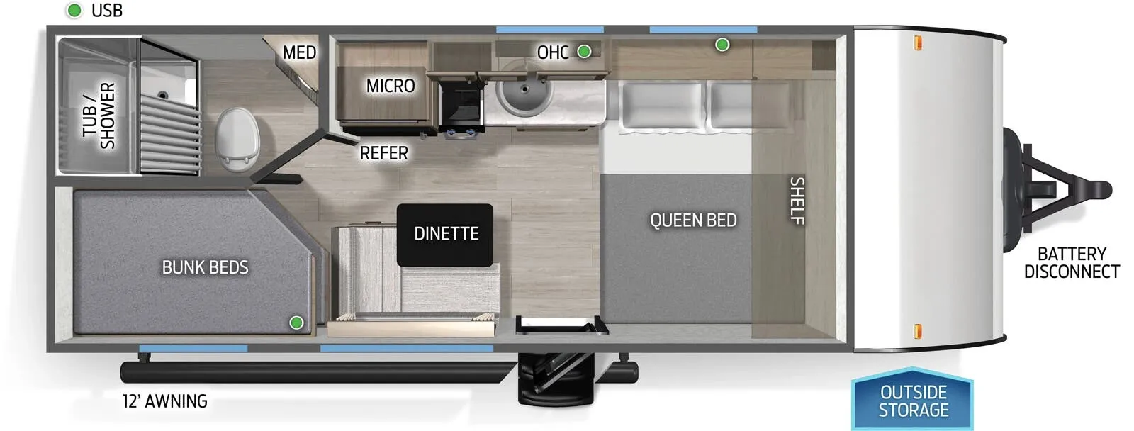 Forest River Cascade 17LPC floor plan