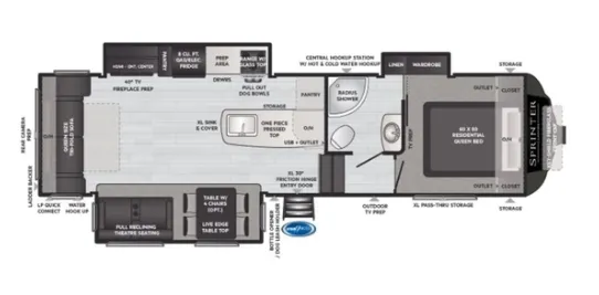 Keystone Sprinter 29RL floor plan