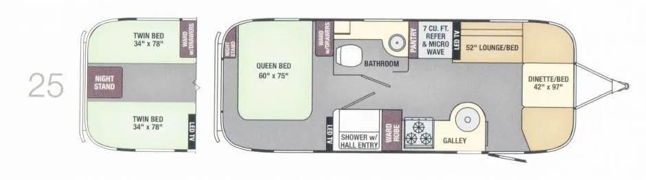 Airstream Flying Cloud 25 floor plan