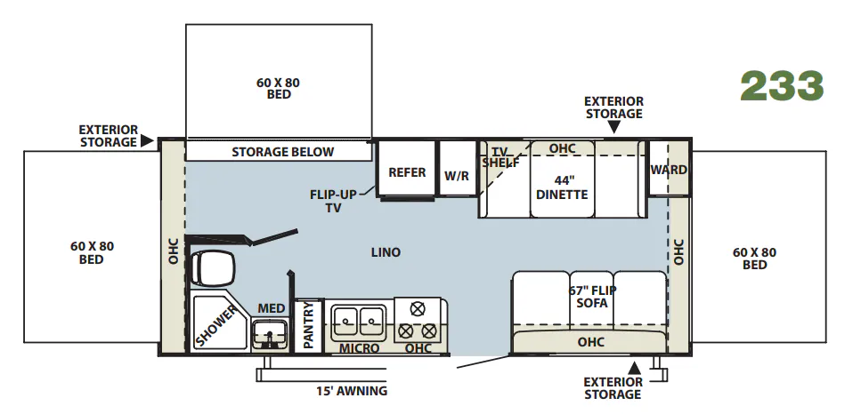 Forest River Rockwood Roo 233 floor plan
