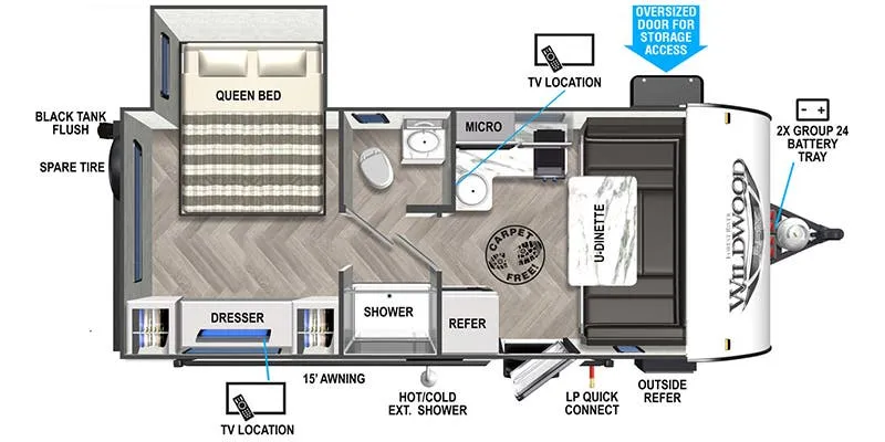 2022 Forest River Wildwood FSX 169RSK floor plan