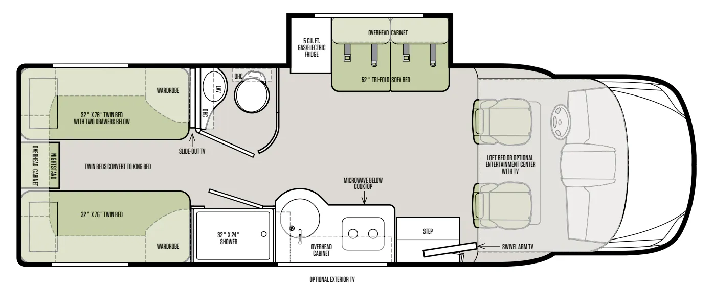 Tiffin Wayfarer 24 TW floor plan