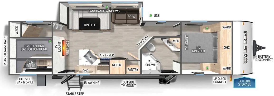 Forest River Cherokee Wolf Den Black Label 294GEBGBL floor plan