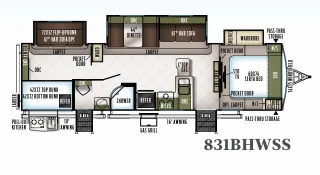 Forest River Flagstaff Classic Super Lite 831BHWSS floor plan