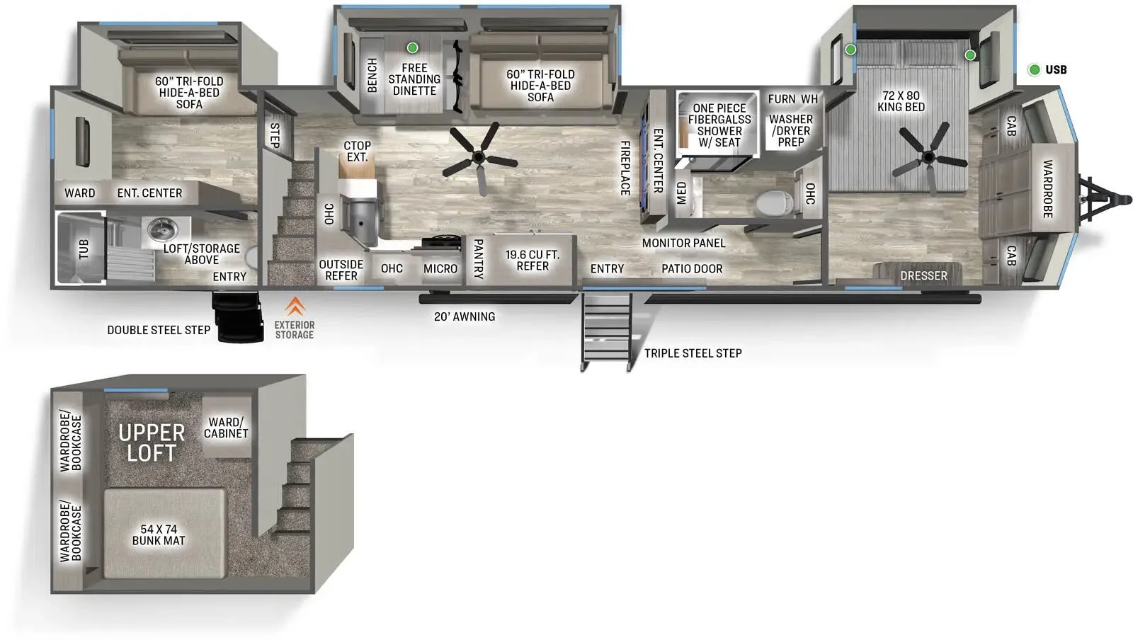 Forest River Sandpiper Destination 400BH floor plan