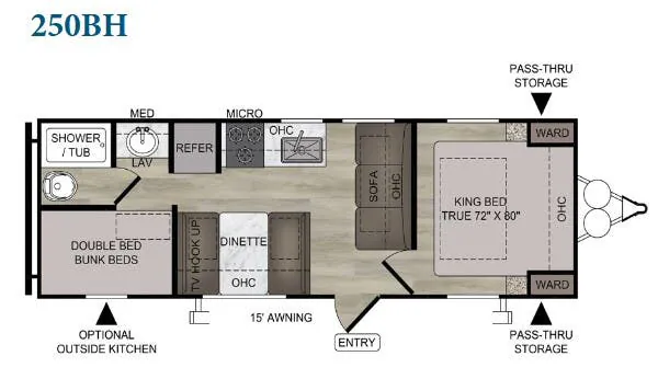 East to West Della Terra 250BH floor plan