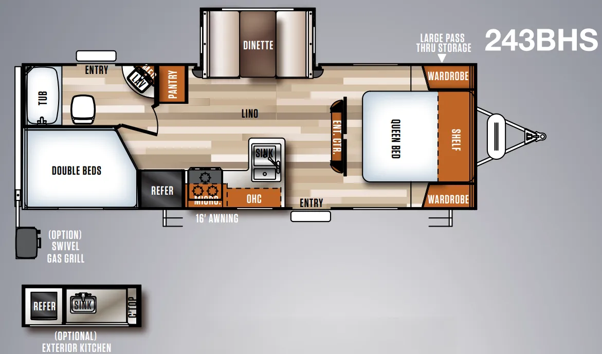 Forest River Vibe Extreme Lite 243BHS floor plan