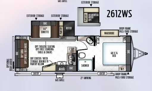 Forest River Rockwood Ultra Lite 2612WS floor plan
