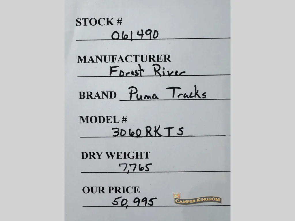 2026 Forest River Puma Tracks 3060RKTS, Photos photo 37