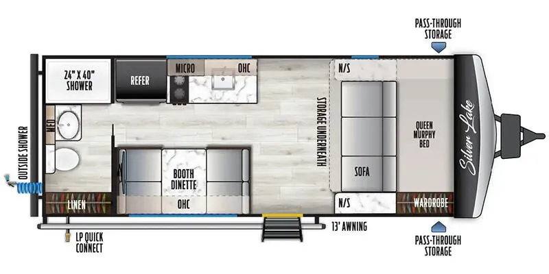 East to West Silver Lake LE 1600RBLE floor plan
