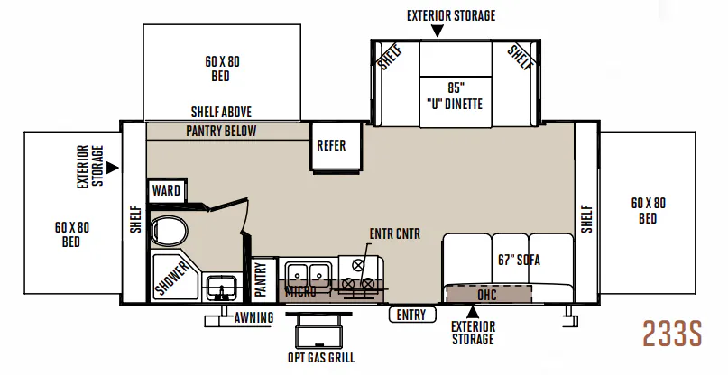 Forest River Rockwood Roo 233S floor plan