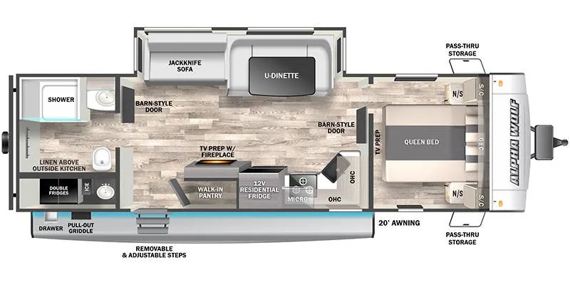 2023 Forest River Cherokee Alpha Wolf 26RB-L floor plan
