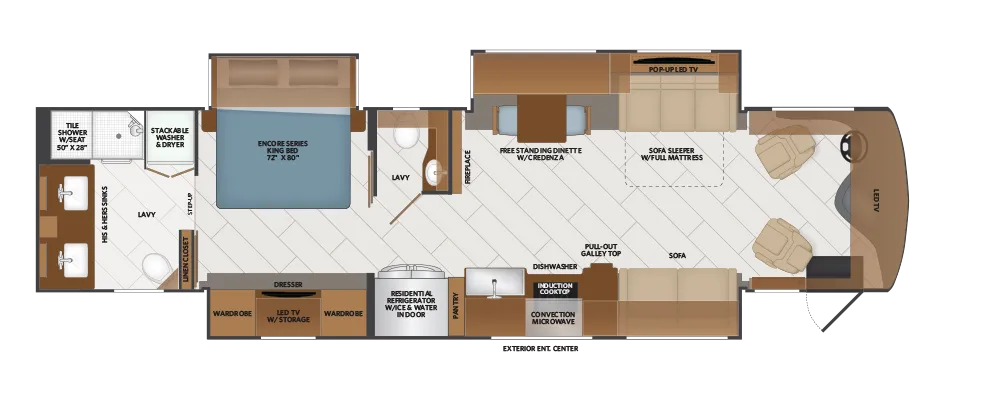 Fleetwood Discovery LXE 40M floor plan