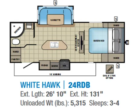 Jayco White Hawk 24RDB floor plan