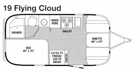 Airstream Flying Cloud 19 floor plan