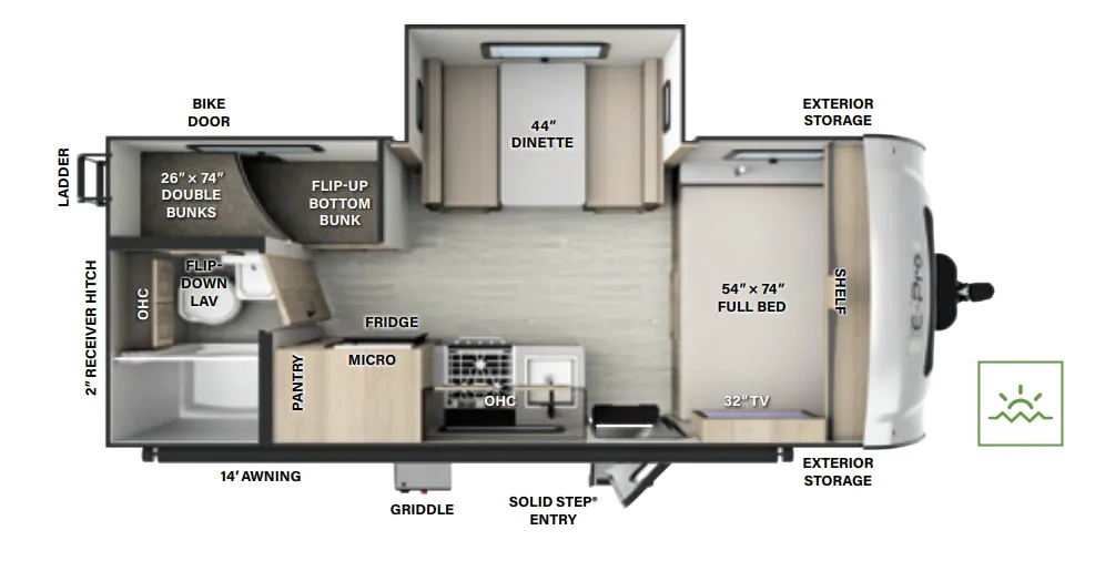 Forest River Flagstaff E-Pro E20BHS floor plan
