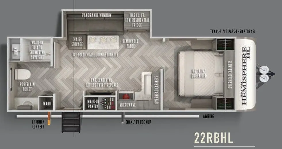 Forest River Salem Hemisphere Hyper-Lyte 22RBHL floor plan