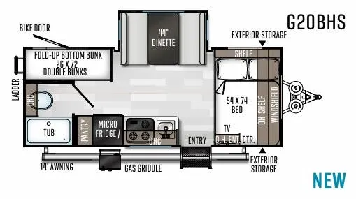 Forest River Rockwood Geo Pro G20BHS floor plan