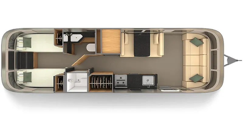 2021 Airstream Classic 30RB Twin - Floor plan